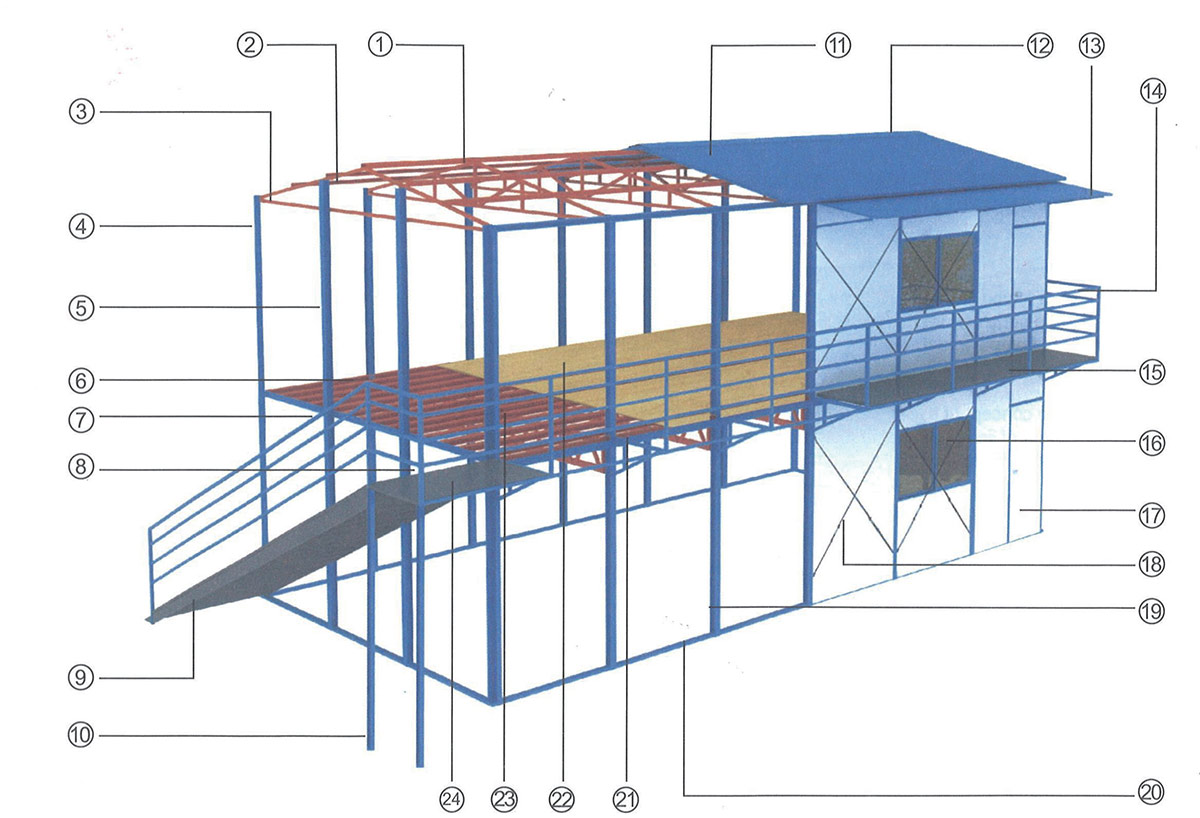 K-System Building steel frame assembly diagram